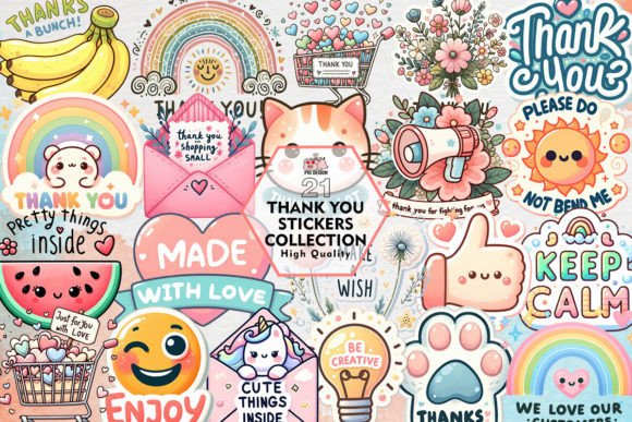 Download Thank You Stickers Bundle Clipart PNG - Bundle Collection