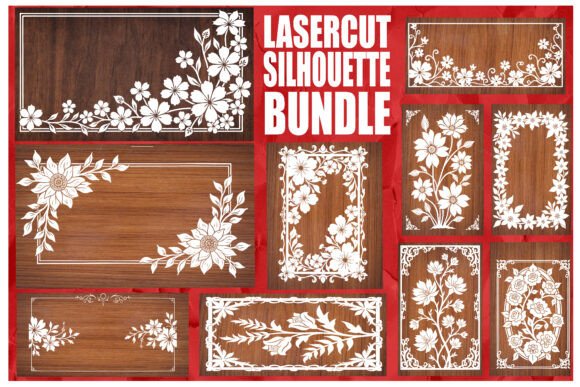 Download Laser Cut Floral Frame Silhouette Bundle - Bundle Collection