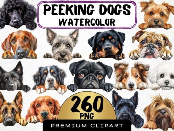 Download Peeking Dog Breed Clipart Bundle - Bundle Collection