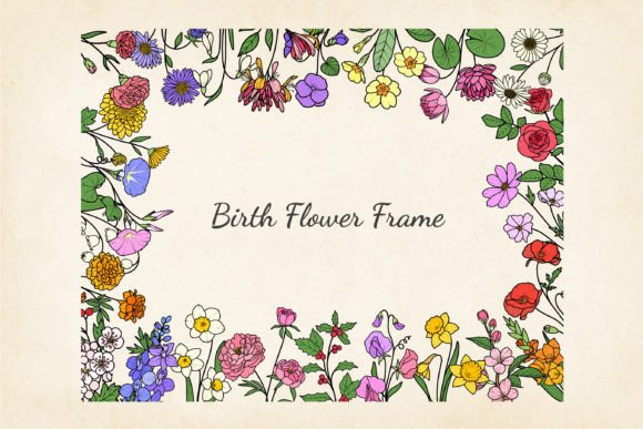 Download SVG Birth Flower Floral Frame, Vector - Floral Collection